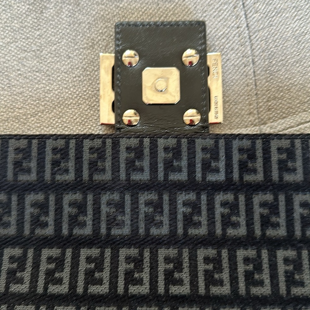 Fendi Monogram Black Suede Shoulder Bag - Picture 7 of 12